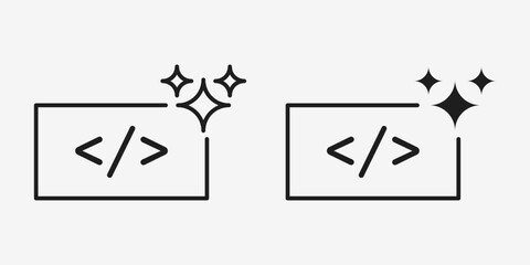 AI code icon in vector format, perfect for artificial intelligence, programming, and machine learning interface designs.