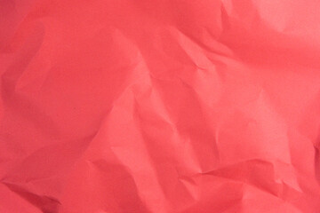 Red recycled paper texture as background, Red crumpled paper texture, Rectangular crumpled red paper sheet.