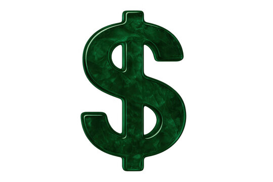 Green dollar sign symbol showing finance, wealth, currency, money, and financial growth on transparent background