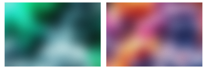 Two abstract images with smooth gradient blends: one in cool green and the other in warm orange-purple hues, ideal for backgrounds.