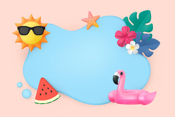 Tropical frame, 3D flower psd