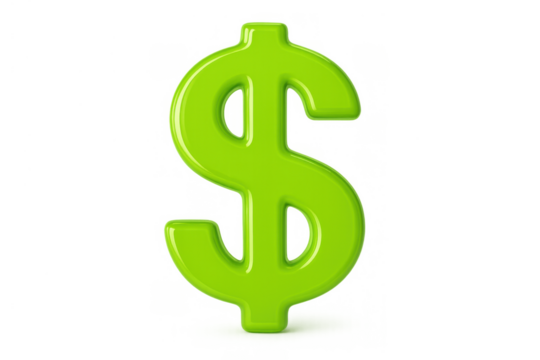Bright green 3d dollar sign icon visualizing financial growth, money, prosperity, business, and banking concepts. Transparent background - Powered by Adobe