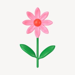 Aesthetic 3D flower clipart, pink floral illustration