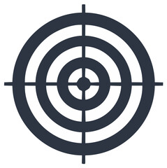Concentric circles and crosshairs forming a classic bullseye target icon