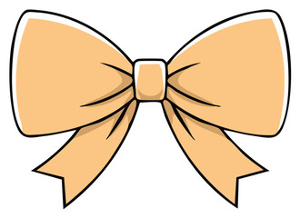 Stylized beige bow illustration with thick black outline and a cartoon aesthetic
