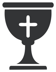 Religious chalice with Christian cross symbol for communion and sacred ceremonies