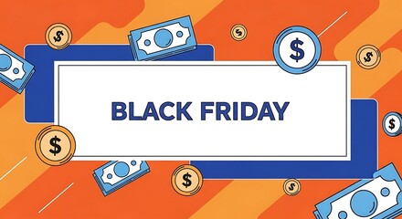 Black Friday Sale: A vibrant and dynamic composition, highlighting the eagerly anticipated Black Friday sale. Showcasing the event's essence through stylized currency and bold typography.