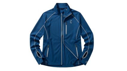 Functional athletic outerwear jacket displaying contrast piping against a dark backdrop