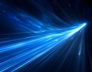 Abstract blue light stream emanating from a single point in space