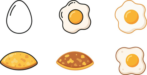 Delicious breakfast food collection featuring fried eggs and whole eggs ready for your culinary creations isolated on transparent background