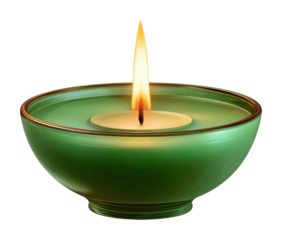 Illuminating candlelight meditation cozy home decorative green candle isolated on transparent background