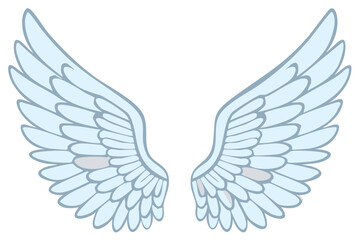 Fototapeta premium Light Blue Angel Wings Spread Open Symmetrical Cartoon Illustration
