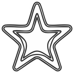 Hand Drawn Doodle Style Black Outline Star Shape with Layered Lines