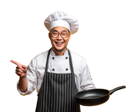 Chef cooking delicious meals kitchen culinary isolated on transparent background