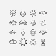 Futuristic AI & Tech Line Icons