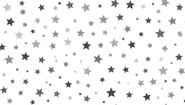 Gray stars of varying sizes scattered across a plain white backdrop