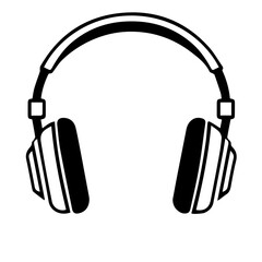 Black and white vector silhouette of Headphones icon
