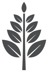 Obraz premium Stylized Plant Stalk with Leaves, Botany Icon Graphic, Minimalist Design
