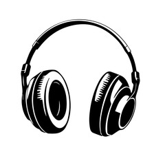 Black and white vector silhouette of Headphones icon