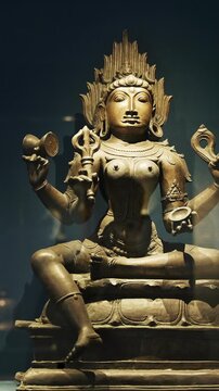 Bronze Statue Of Mahakali. Hindu Goddess Of Time And Death In Goddess-centric Tradition Of Shaktism. She Is Also Known As Supreme Being In Various Tantras And Puranas. Fierce Goddess Associated With