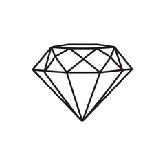diamond icon vector isolated on white background, outline ruby icon, gemstone symbol on white back ground