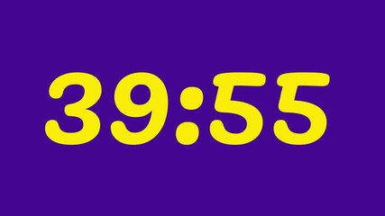 Countdown timer from 40 minute to 39 minute on purple background