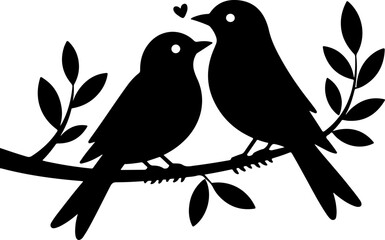 doodle of a two birds perched closely on a branch