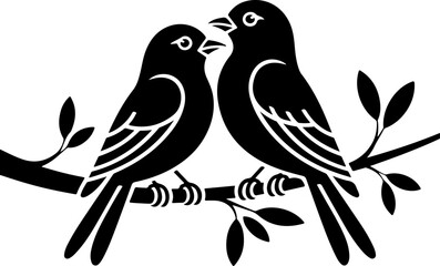 doodle of a two birds perched closely on a branch