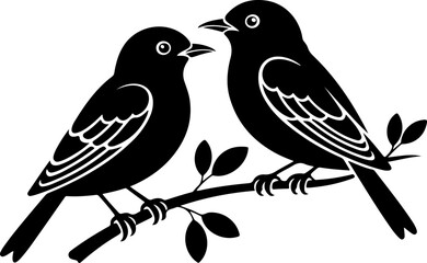 doodle of a two birds perched closely on a branch