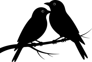 doodle of a two birds perched closely on a branch