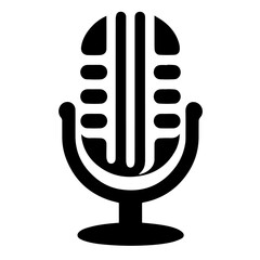 Black and white vector silhouette of Microphone Icon
