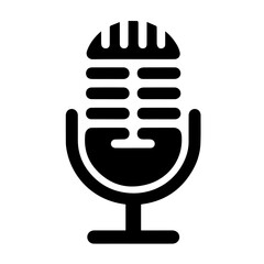 Black and white vector silhouette of Microphone Icon
