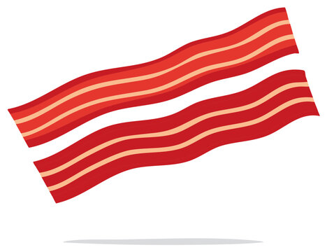 Two wavy strips of fried bacon, a simple flat vector food illustration