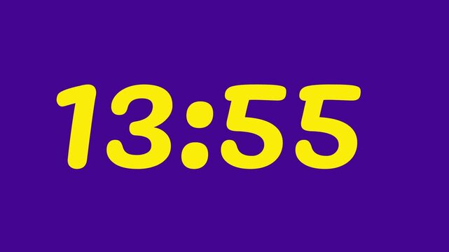 Countdown timer from 14 minute to 13 minute on purple background