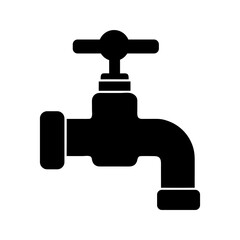 Minimal tap valve silhouette vector clean design for plumbing water control and industrial equipment