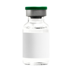 Png injection vial glass bottle with white label mockup