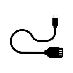 Minimal computer cable silhouette vector clean design for technology connection and digital device symbol