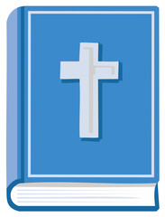 Obraz premium Blue Book with Cross Illustration for Religion Faith and Learning Material
