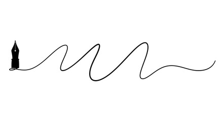 Silhouetted figure trails a wavy line across white space minimalist concept art isolated on white background