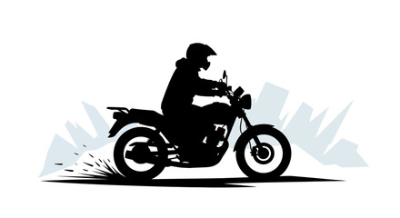 Obraz premium Dynamic silhouette of a motorcycle rider in action capturing speed and adventure isolated on white background