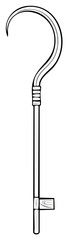 Naklejka premium Simple Line Art of a Crook with a Long Staff and Side Handle for Harvesting Crops