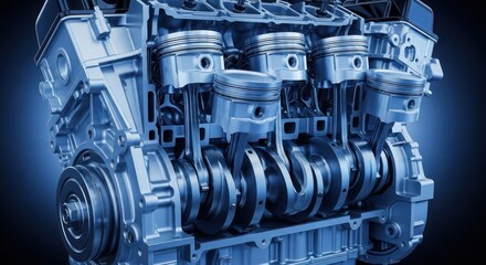 Internal combustion engine cross-section, revealing pistons, connecting rods and crankshaft