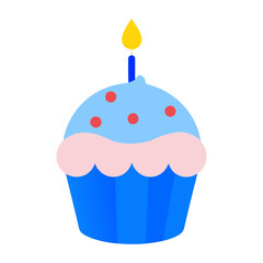 Single cupcake with frosting and sprinkles vector illustration vector