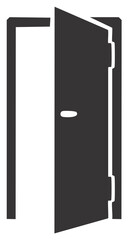 Open door with handle isolated on white background abstract symbol of opportunity and entrance