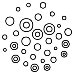 Minimalist Line Art Composition Featuring Varied Circle Shapes and Sizes