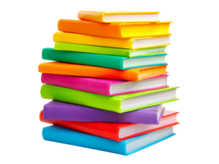 Stack of colorful books isolated on black background, Isolated On White Background, Png Transparent