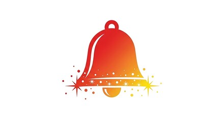 Festive Bell Illustration with Sparkling Effects and Gradient Colors.