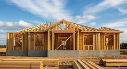 Sunny Day Real Estate New Construction Home Framing Structure Project