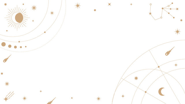 Gold galaxy png frame, simple sky element for planner, transparent background