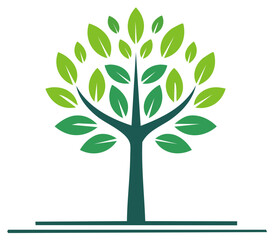 Stylized green tree illustration symbolizing nature environment growth and organic vitality